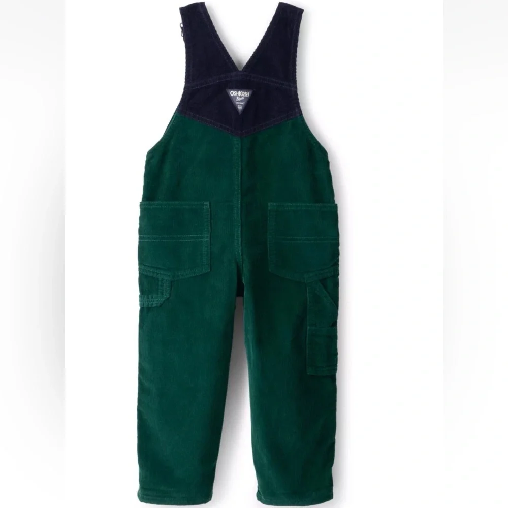 OshKosh B'gosh Toddler Green Corduroy  Lined Overalls